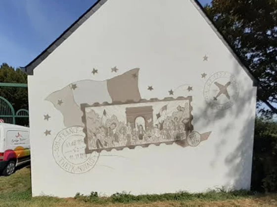 Fresque sépia commune de Theix-Noyalo par Créa Décor