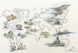 Papier peint S. Ferandez - Map Monde